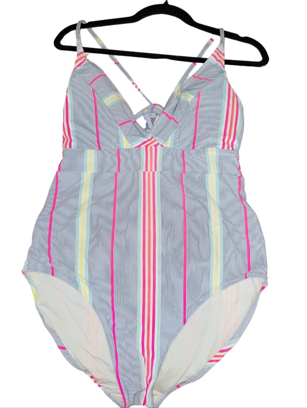 Vineyard Vines Striped Beach Coastal Sz XL One-Piece Swimsuit in Blue and Pink